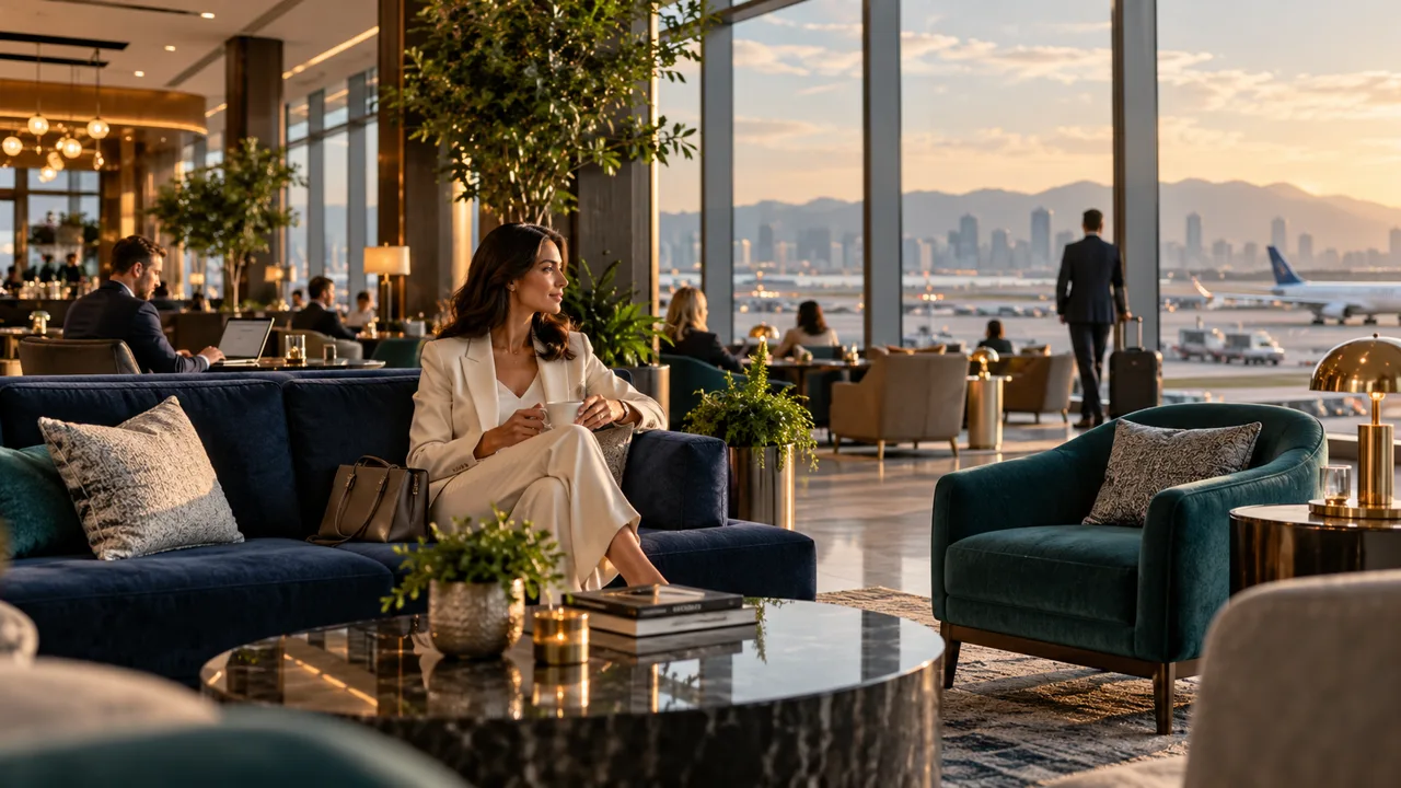 Contemporary lounge for frequent international travellers